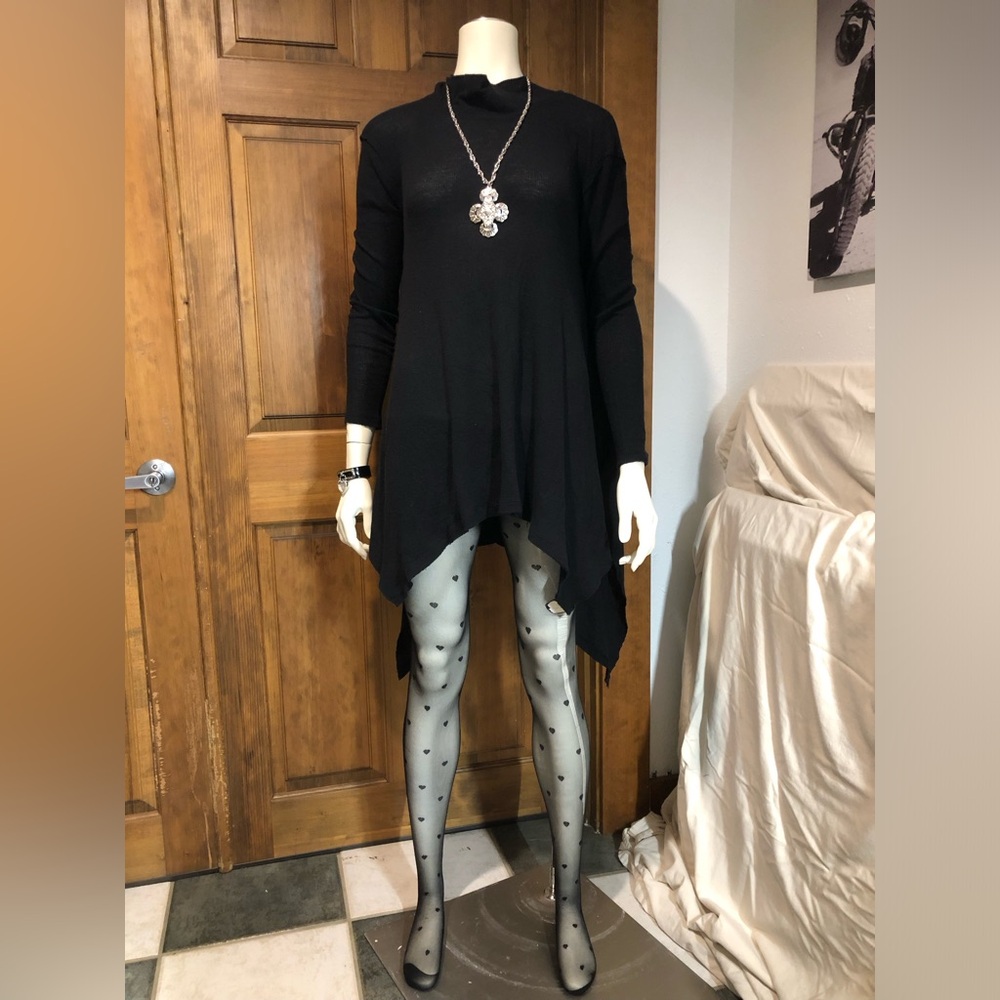 We The Free Black Asymmetric Thermal Tunic Babydoll Festival Dress